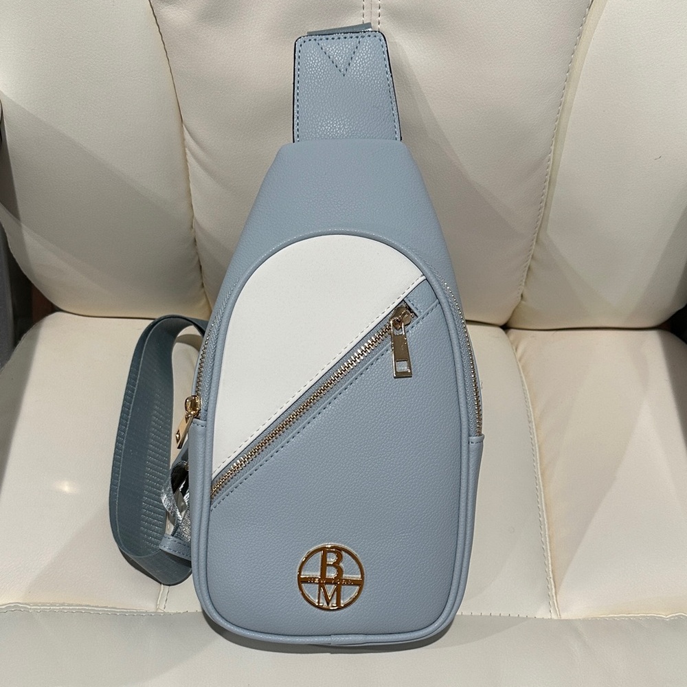 Stylish Blue and White Crossbody Bag